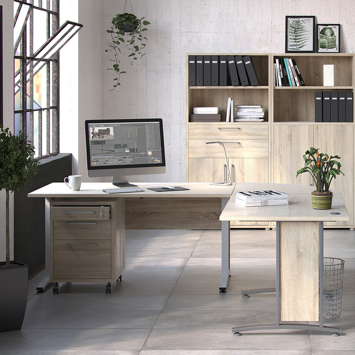 Wooden Bookcase With 2 Open Shelves 2 Doors And 2 Drawers - Prima