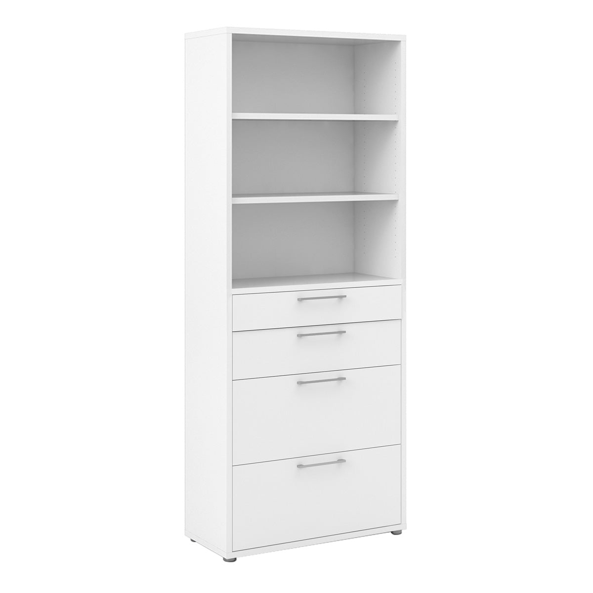 Wooden Bookcase With 2 Open Shelves 2 Drawers And 2 File Drawers - Prima