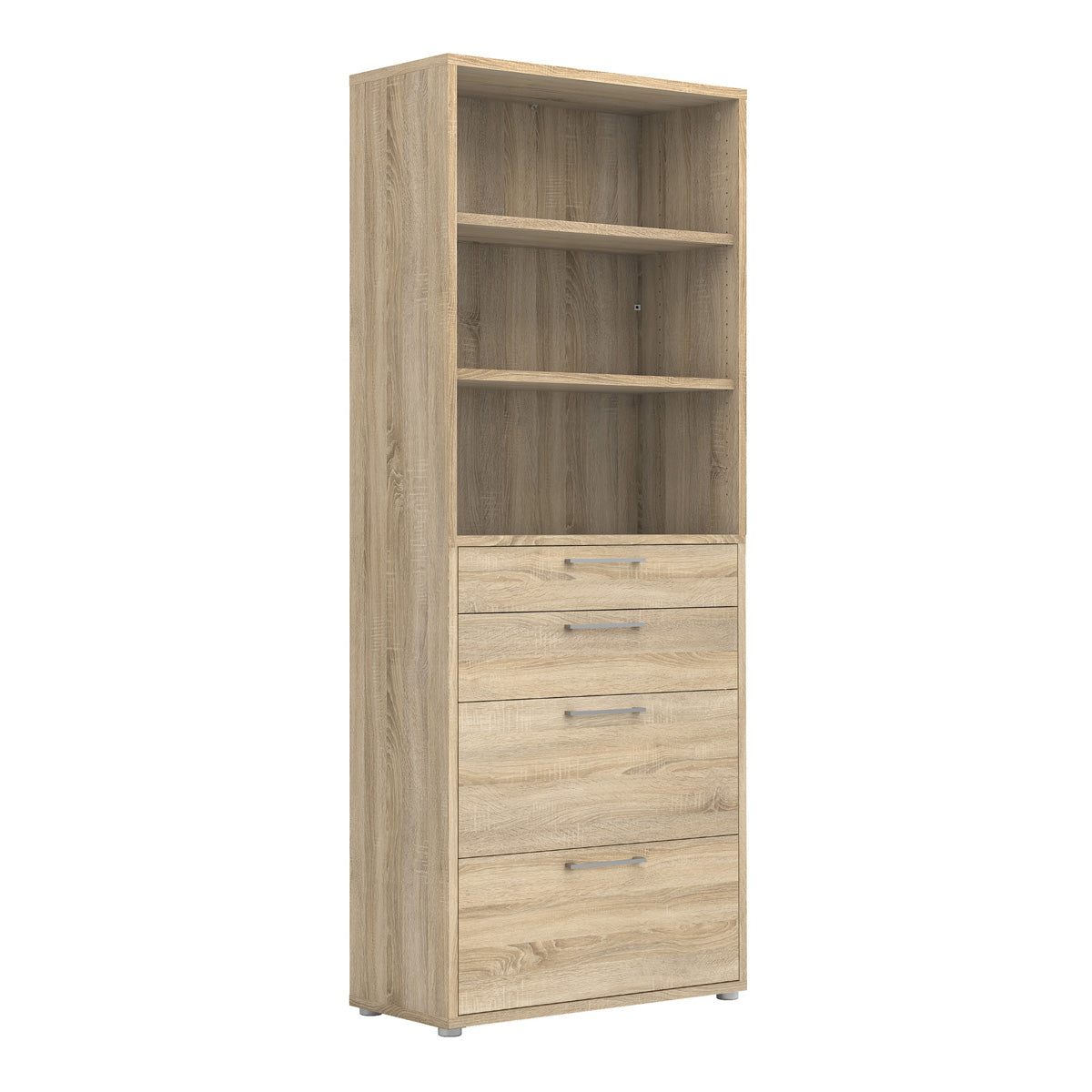 Wooden Bookcase With 2 Open Shelves 2 Drawers And 2 File Drawers - Prima