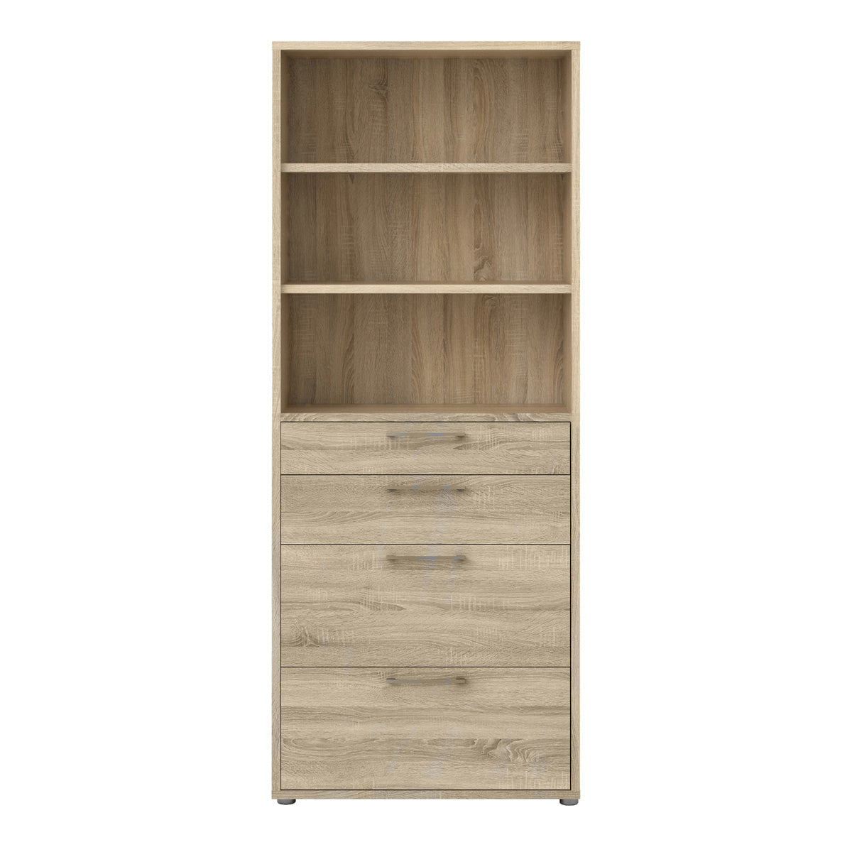 Wooden Bookcase With 2 Open Shelves 2 Drawers And 2 File Drawers - Prima