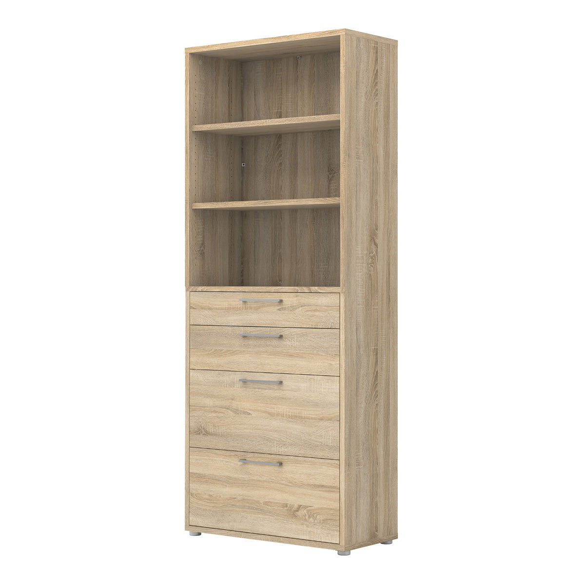 Wooden Bookcase With 2 Open Shelves 2 Drawers And 2 File Drawers - Prima