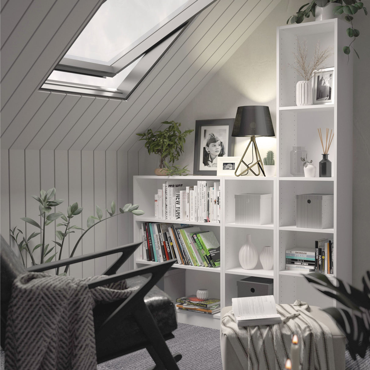 Wooden Bookcase With 2 Shelves Low And Narrow - Basic