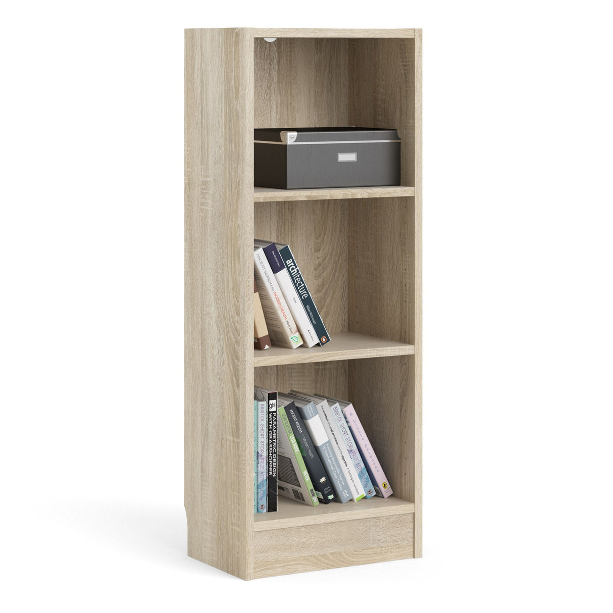 Wooden Bookcase With 2 Shelves Low And Narrow - Basic
