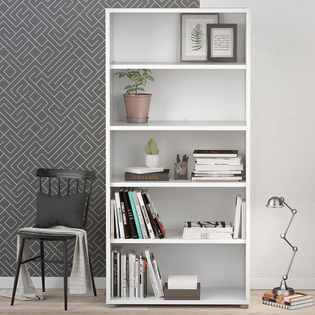 Wooden Bookcase With 4 Open Shelves - Prima