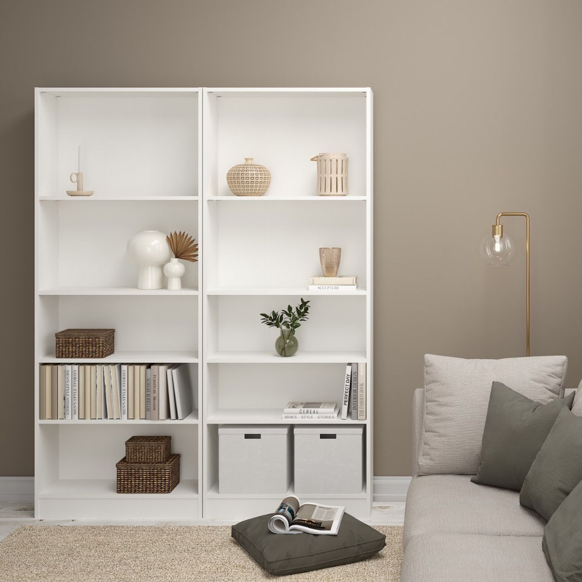 Wooden Bookcase With 4 Shelves Tall And Wide - Basic