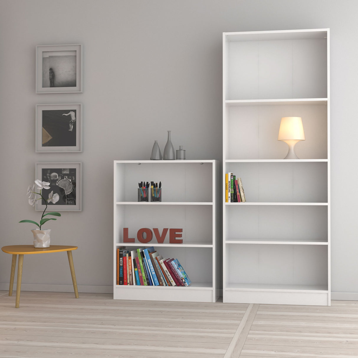 Wooden Bookcase With 4 Shelves Tall And Wide - Basic