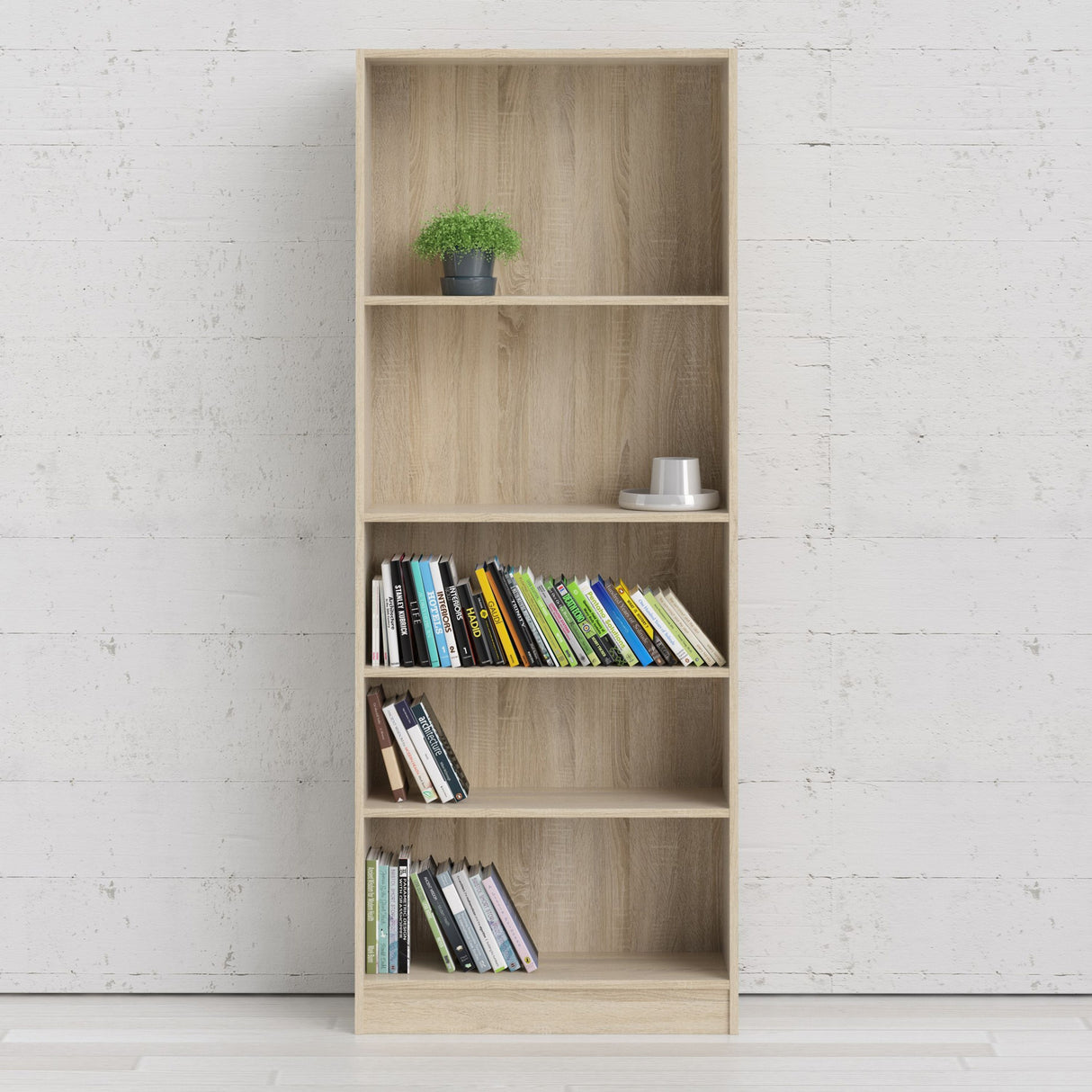 Wooden Bookcase With 4 Shelves Tall And Wide - Basic