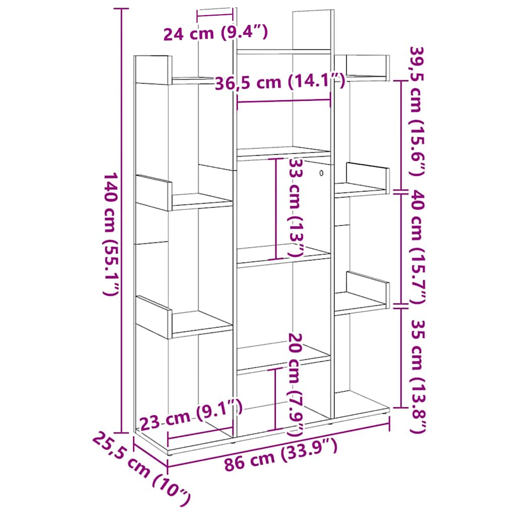 Wooden Bookcase 86cm Wide - Vantage Home