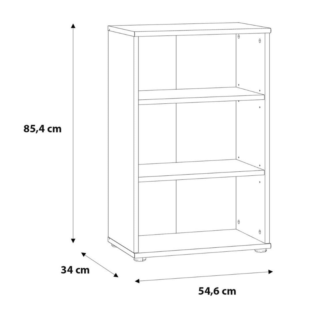 Wooden Bookcase Low And Narrow With 2 Shelves - Essential