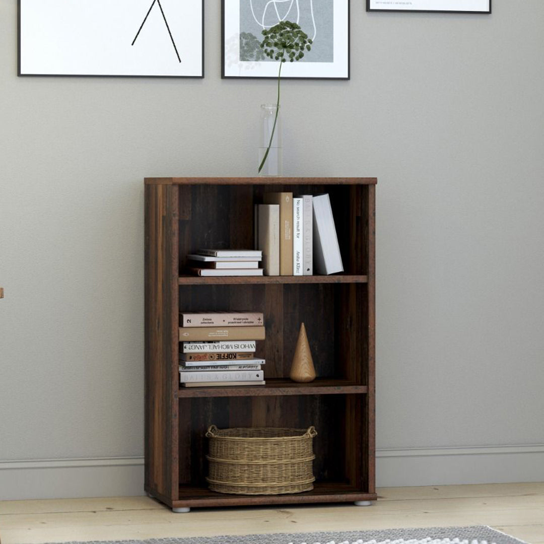 Wooden Bookcase Low And Narrow With 2 Shelves - Essential