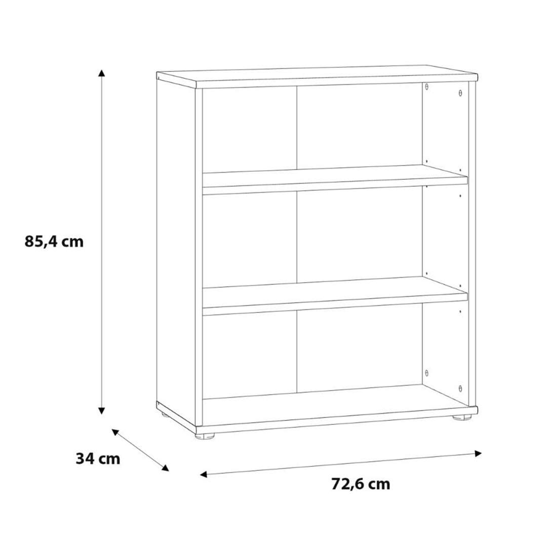 Wooden Bookcase Low And Wide With 2 Shelves - Essential