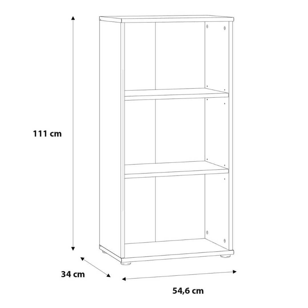 Wooden Bookcase Narrow With 2 Shelves - Essential