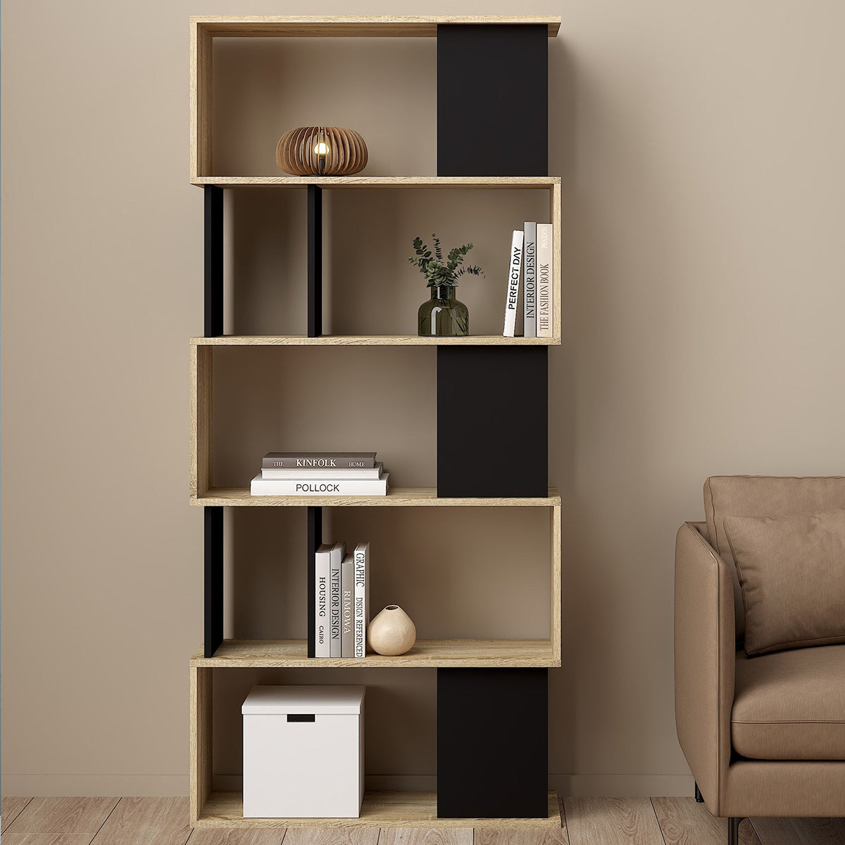Wooden Bookcase Open With 4 Shelves - Maze