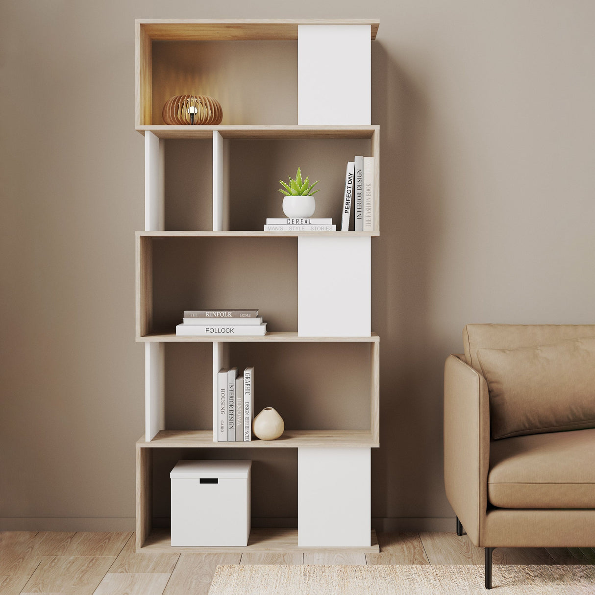 Wooden Bookcase Open With 4 Shelves - Maze