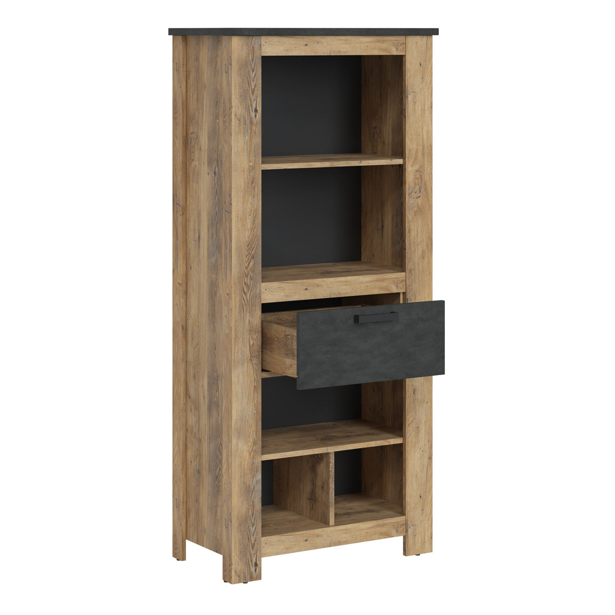 Wooden Bookcase With Open Shelving And 1 Drawer - Rapallo