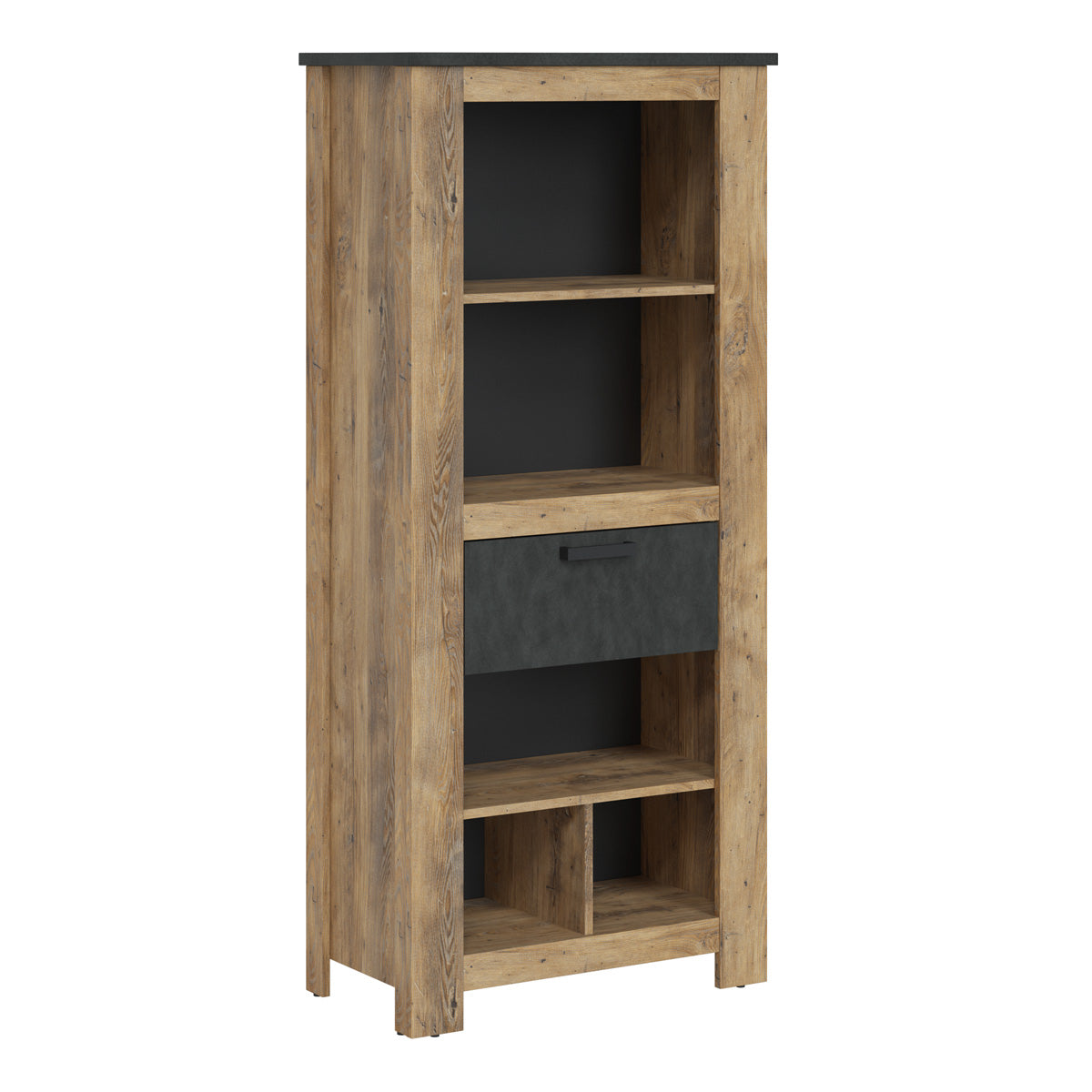 Wooden Bookcase With Open Shelving And 1 Drawer - Rapallo