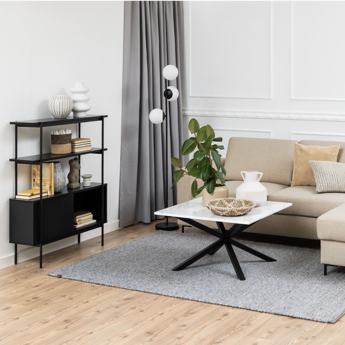 Wooden Bookcase Small With 2 Sliding Doors - Angus