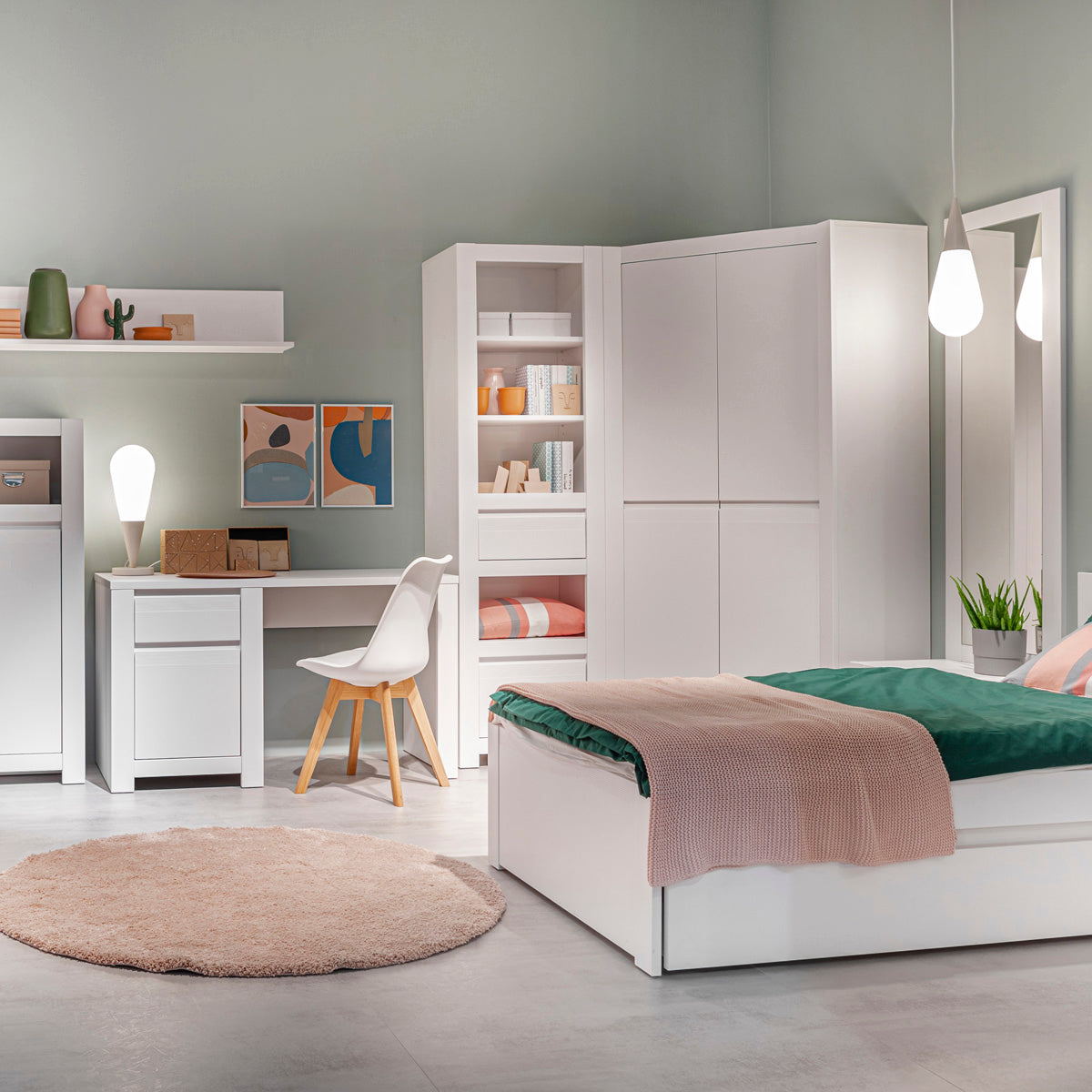 Wooden Bookcase Tall With 2 Drawers - Novi