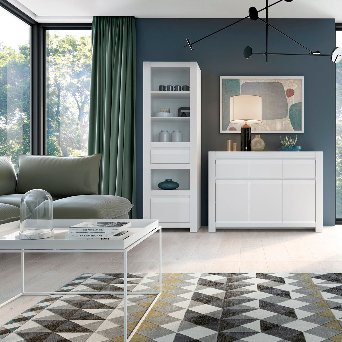 Wooden Bookcase Tall With 2 Drawers - Novi