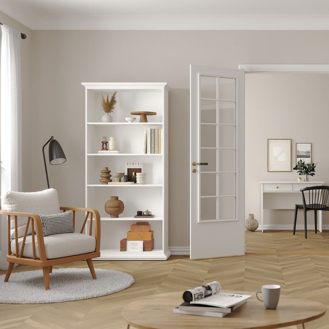 Wooden Bookcase Tall With 2 Shelves - Paris