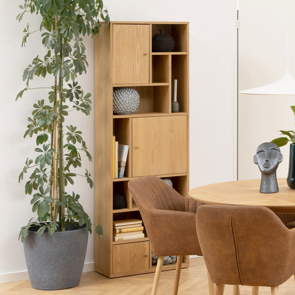 Wooden Bookcase Tall With 3 Doors - Rangoon