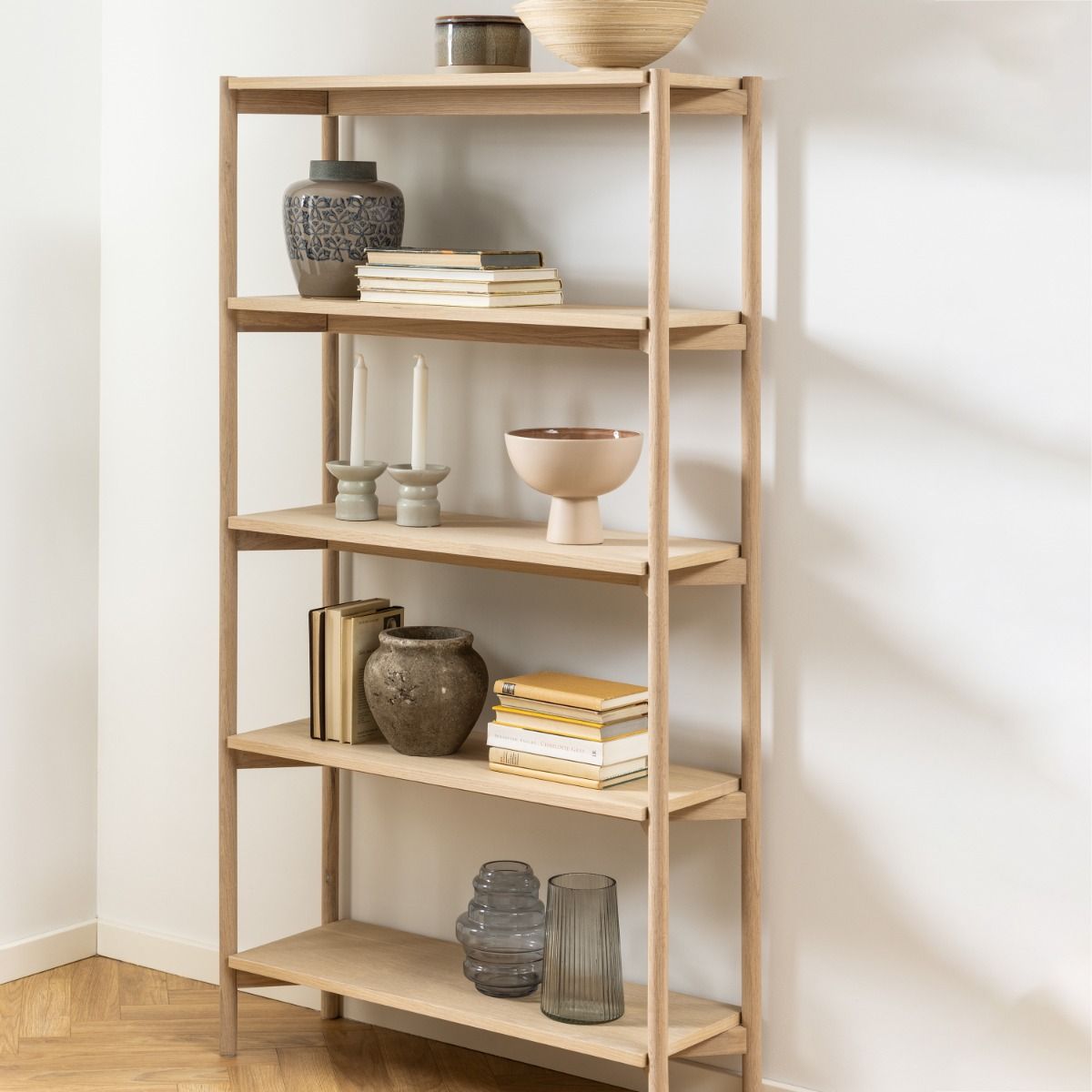 Wooden Bookcase Tall With 4 Shelves - Braidwood