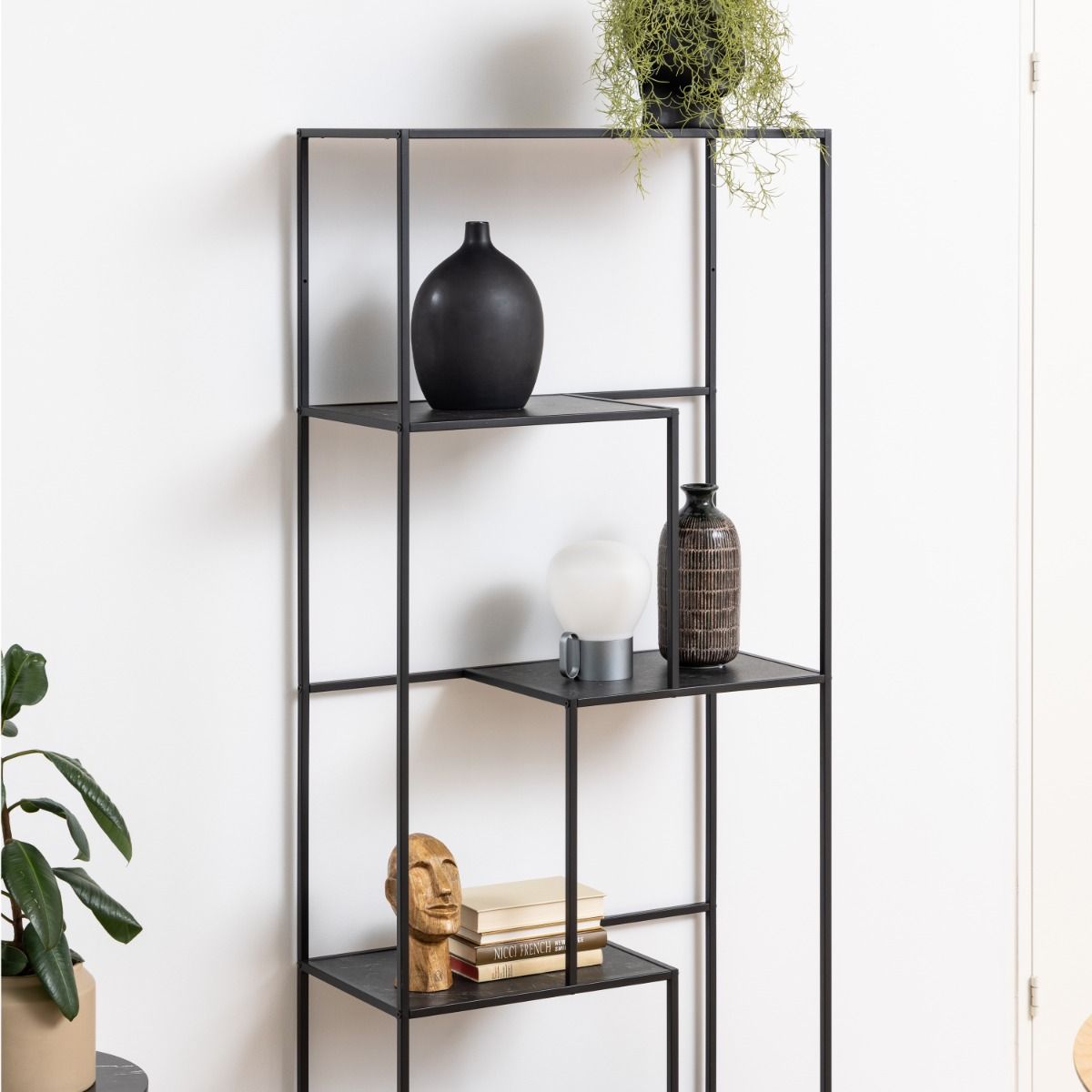 Wooden Bookcase Tall With 4 shelves in Black - Infinity