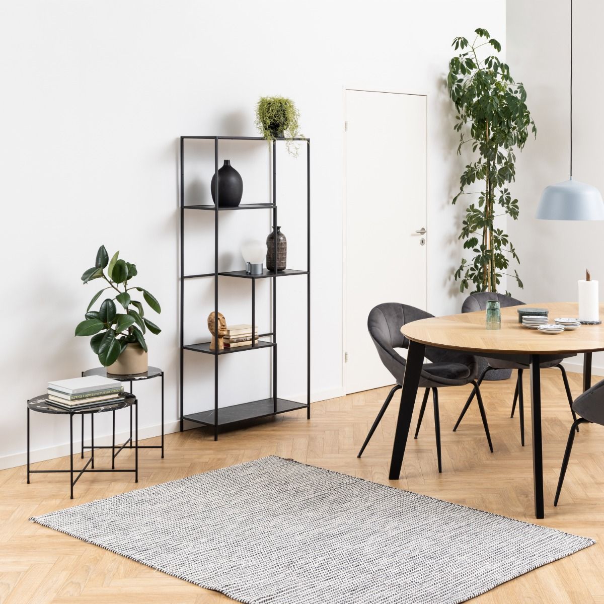 Wooden Bookcase Tall With 4 shelves in Black - Infinity