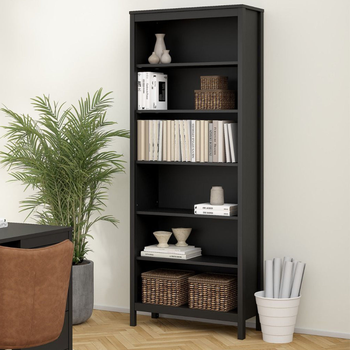 Wooden Bookcase Tall With 5 Shelves - Madrid