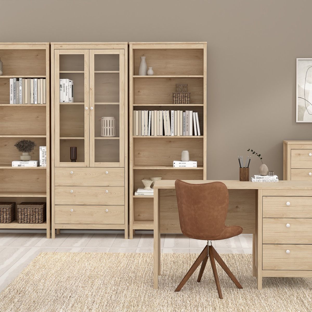 Wooden Bookcase Tall With 5 Shelves - Madrid