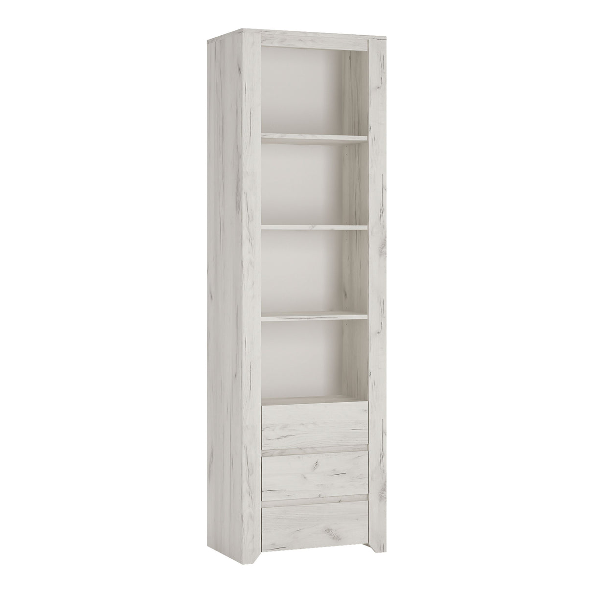 Wooden Bookcase Tall And Narrow With 3 Drawers - Angel