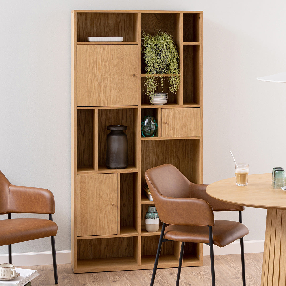 Wooden Bookcase Tall And Large With 3 Doors - Rangoon