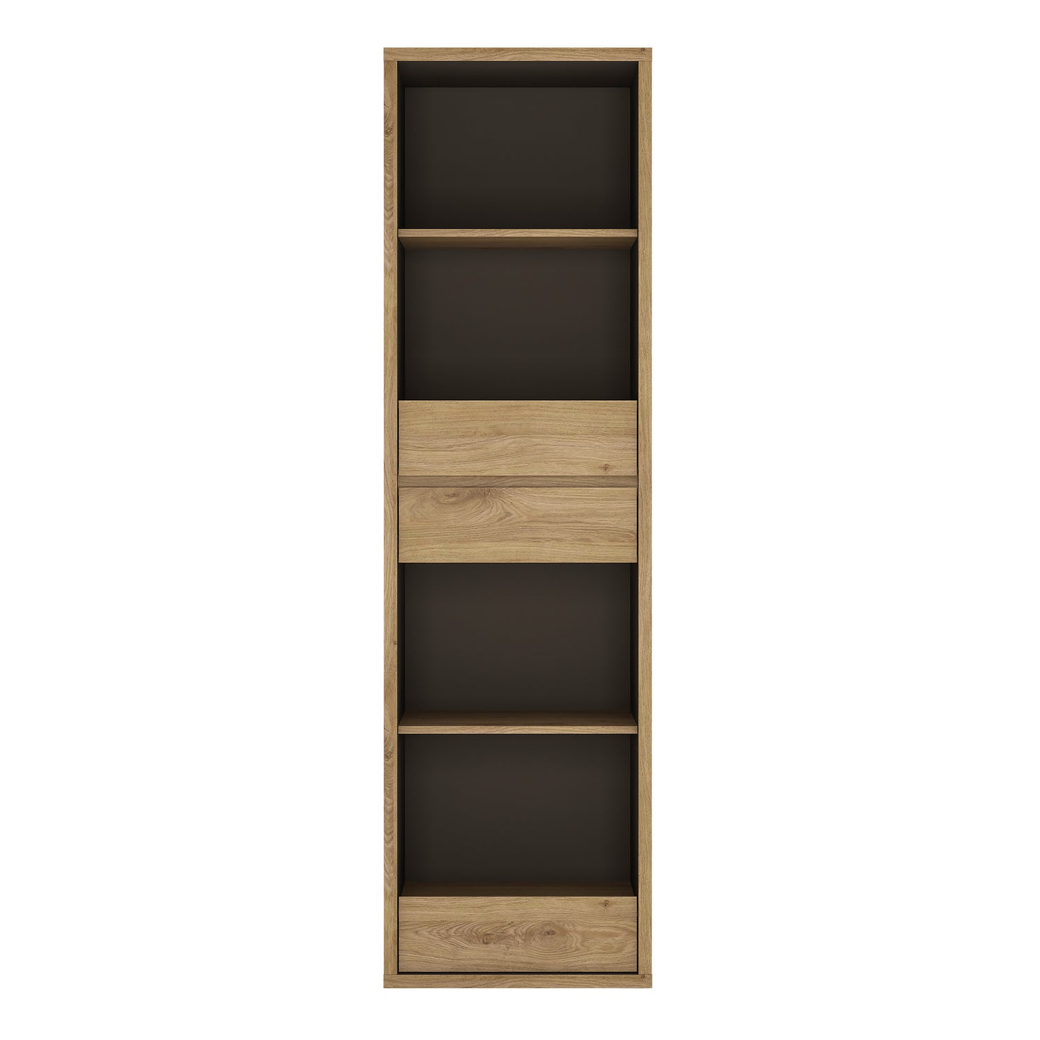 Wooden Bookcase Tall And Narrow With 3 Drawers - Shetland