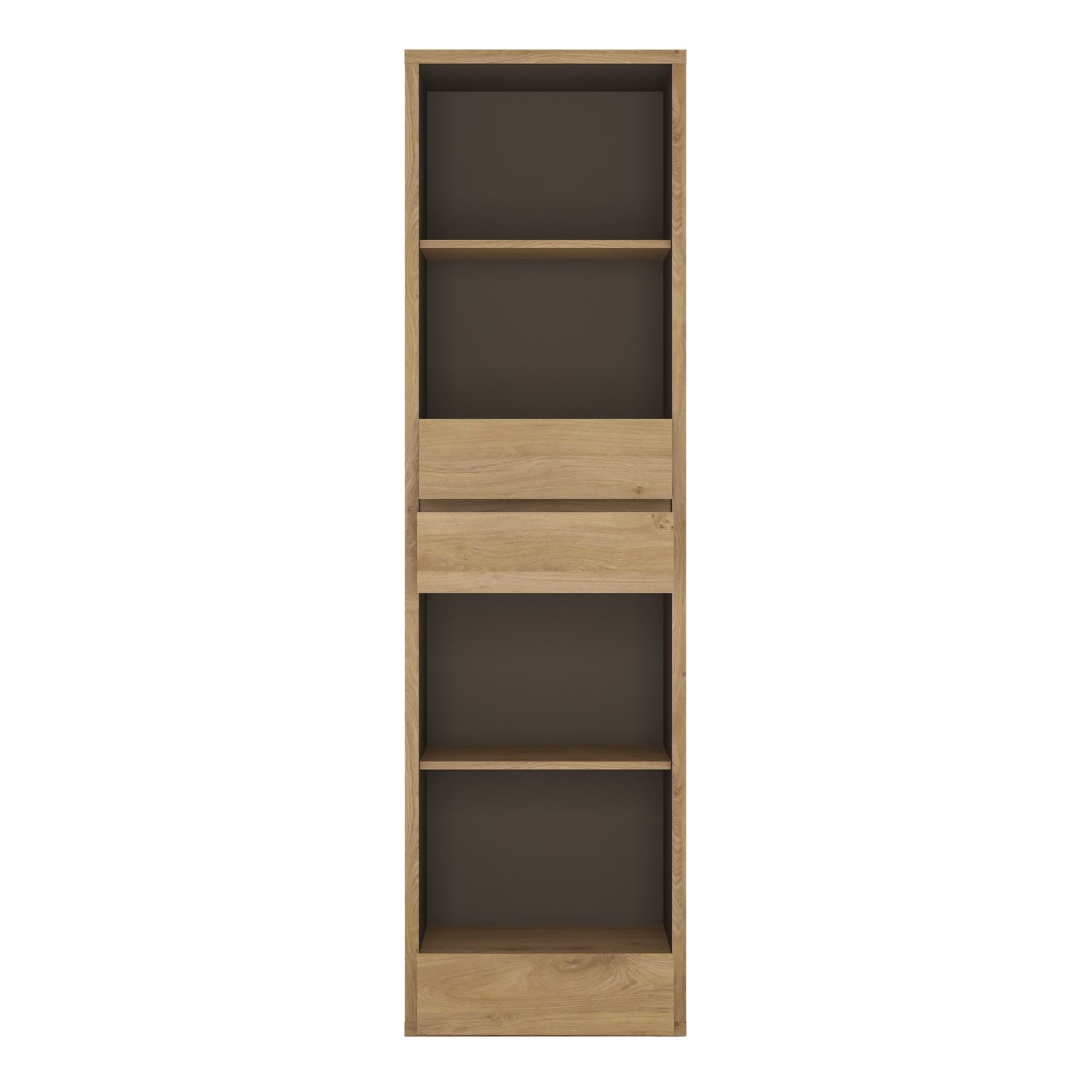 Wooden Bookcase Tall And Narrow With 3 Drawers - Shetland