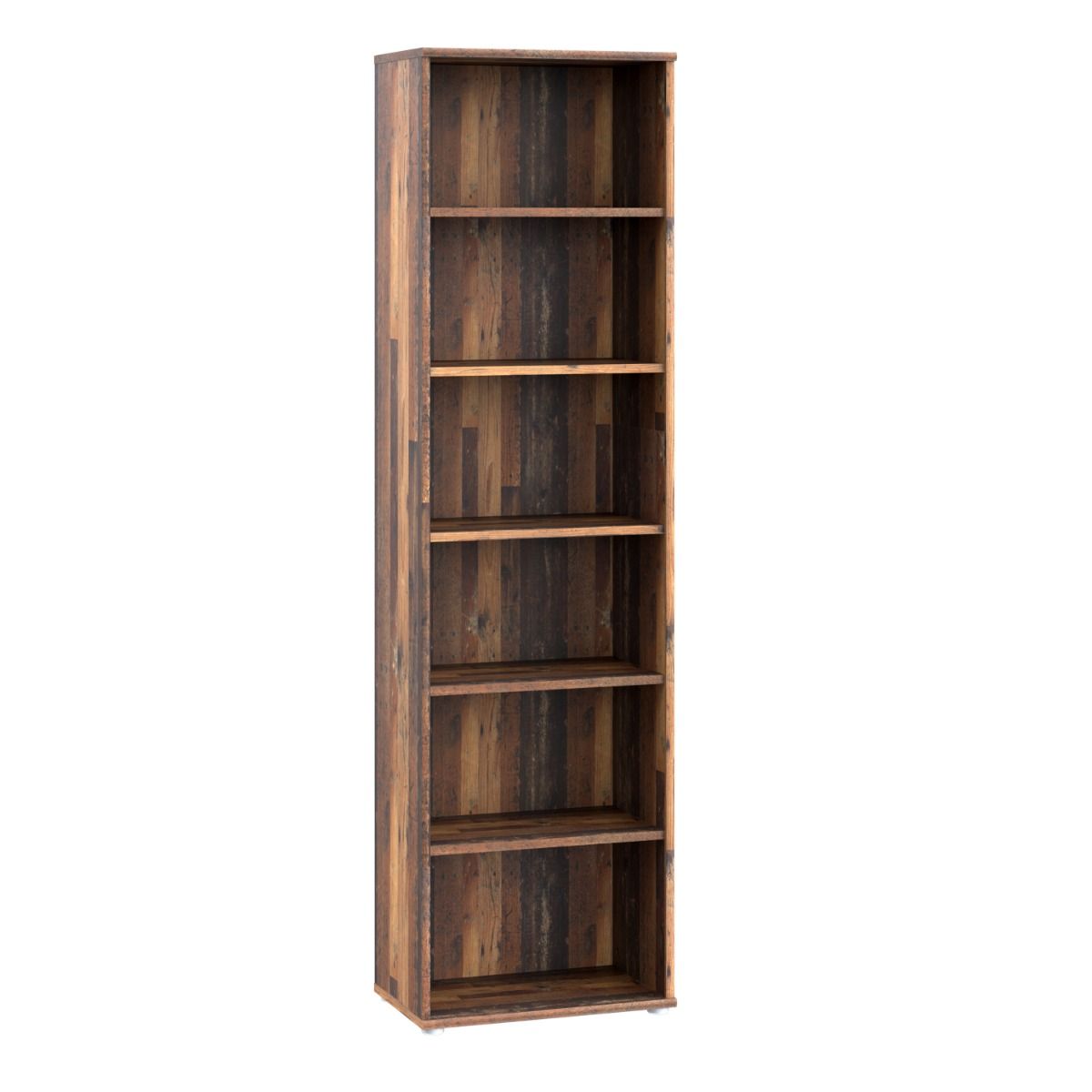 Wooden Bookcase Tall And Narrow With 5 Shelves - Essential