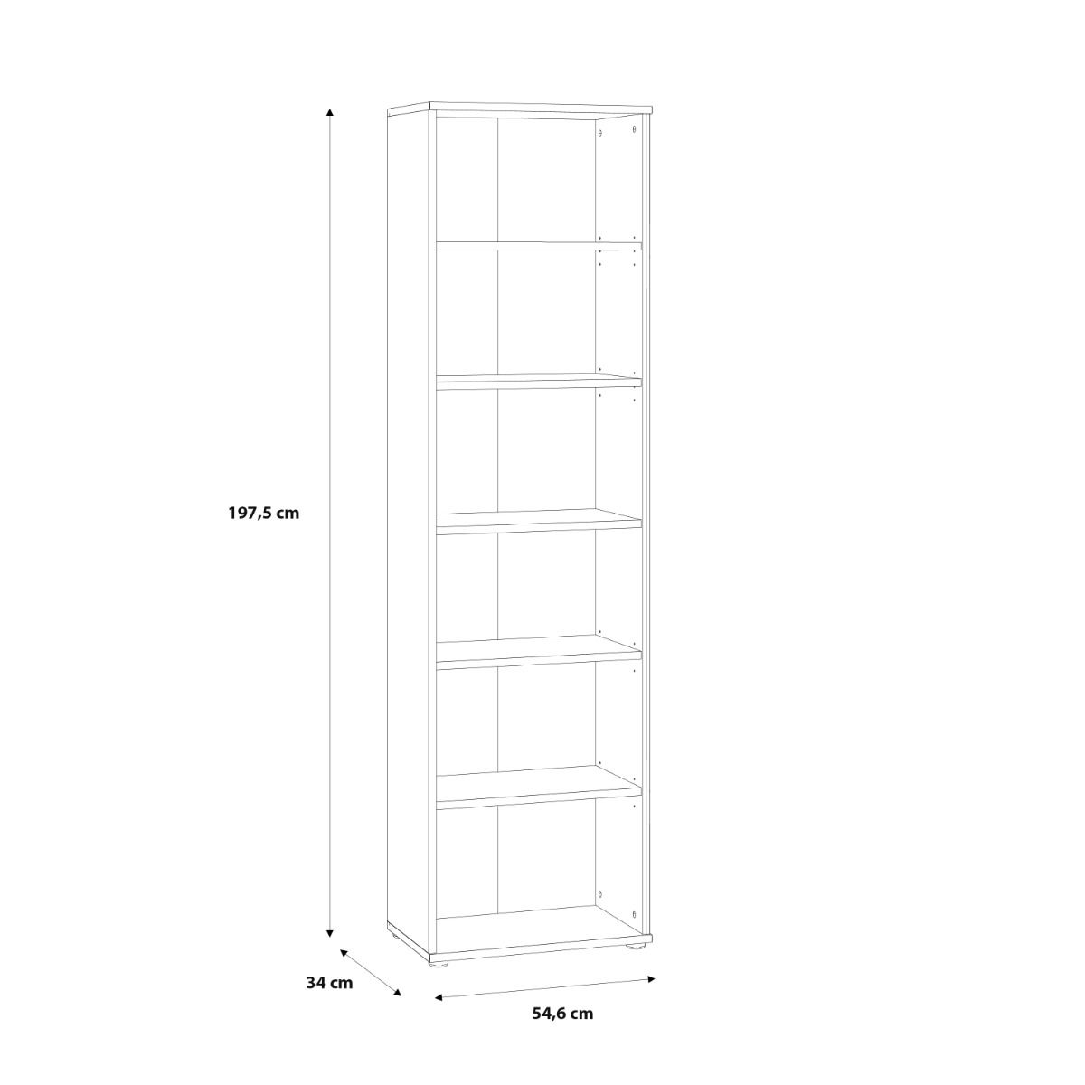 Wooden Bookcase Tall And Narrow With 5 Shelves - Essential
