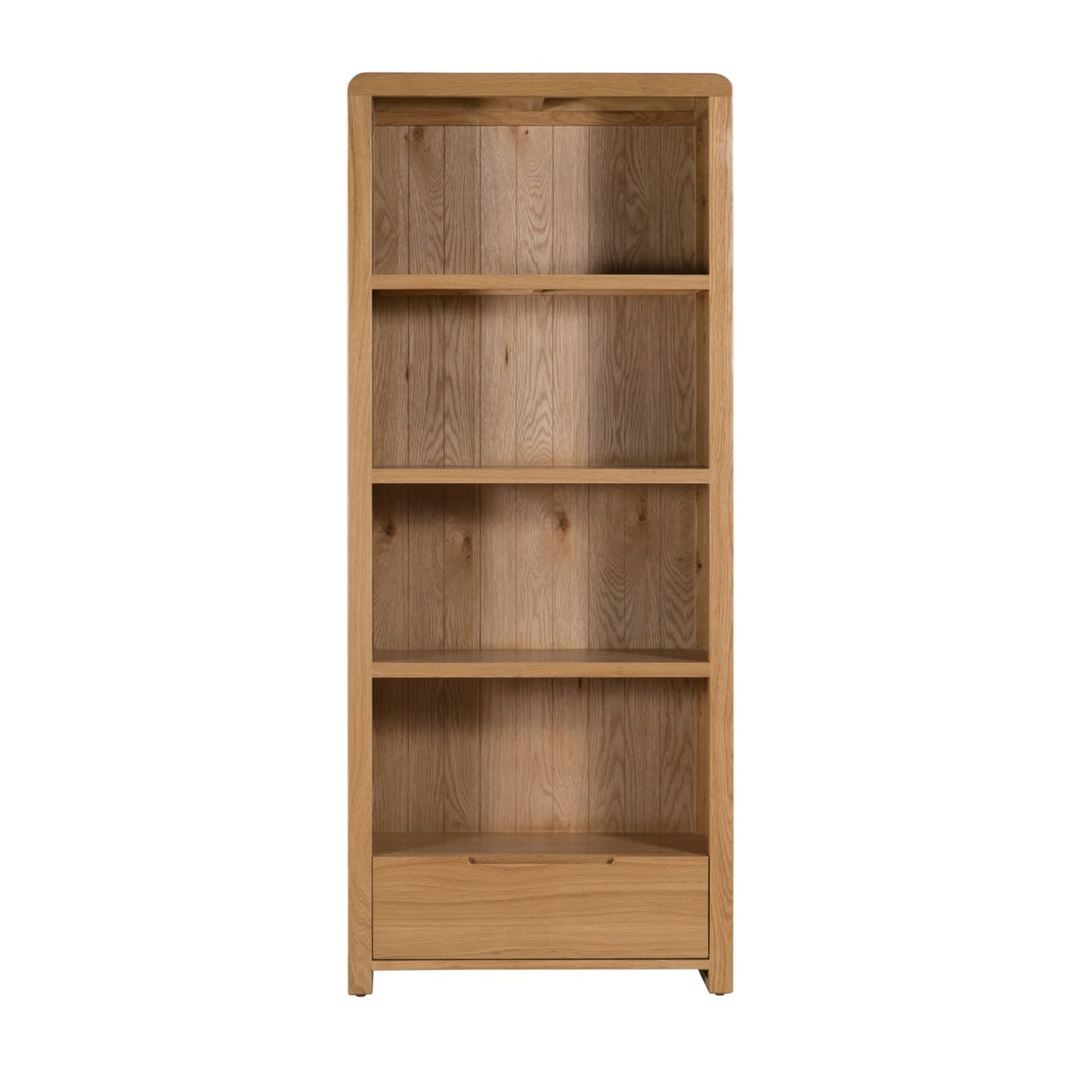 Wooden Bookcase With 1 Drawer And 4 Shelves - Curve