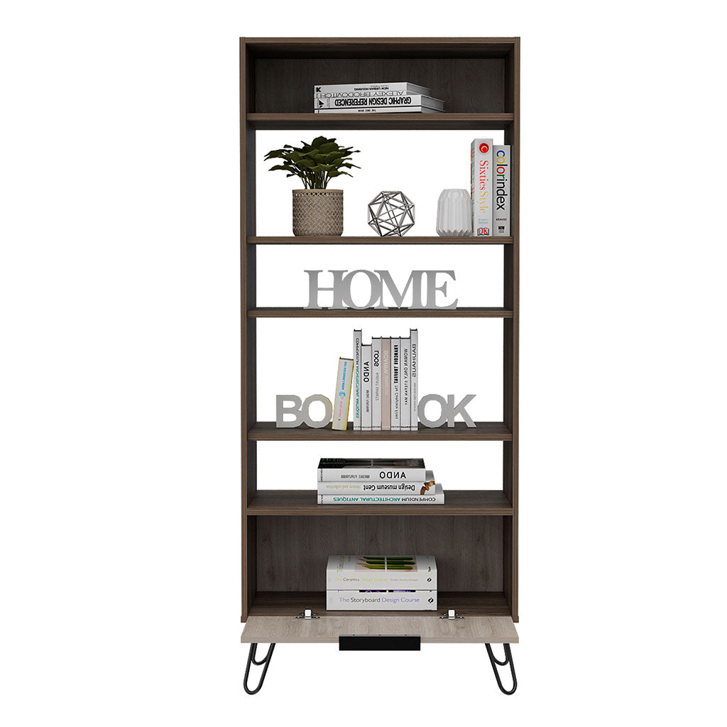 Wooden Bookcase With 1 Flap Door - Nevada