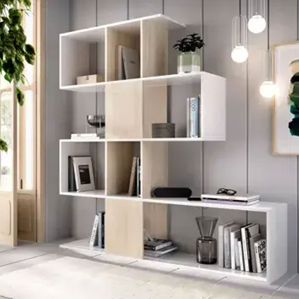 Wooden Bookcase With 10 Open Storage Compartments - Zamia