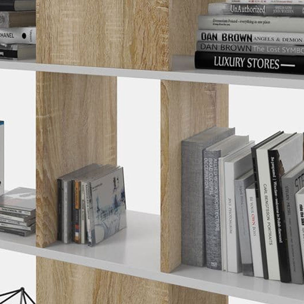 Wooden Bookcase With 10 Open Storage Compartments - Zamia