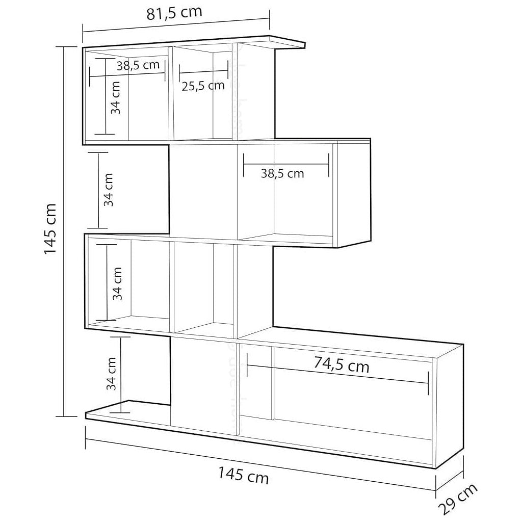 Wooden Bookcase With 10 Open Storage Compartments - Zamia