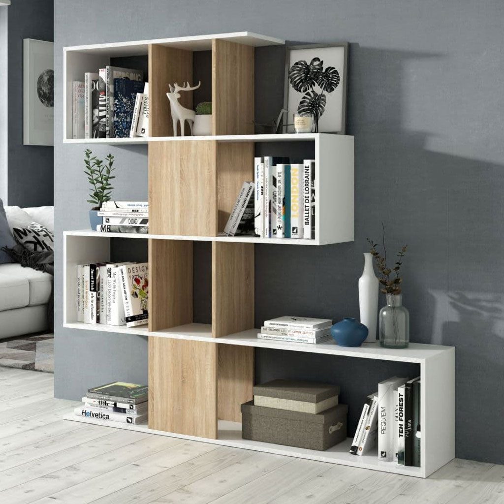 Wooden Bookcase With 10 Open Storage Compartments - Zamia