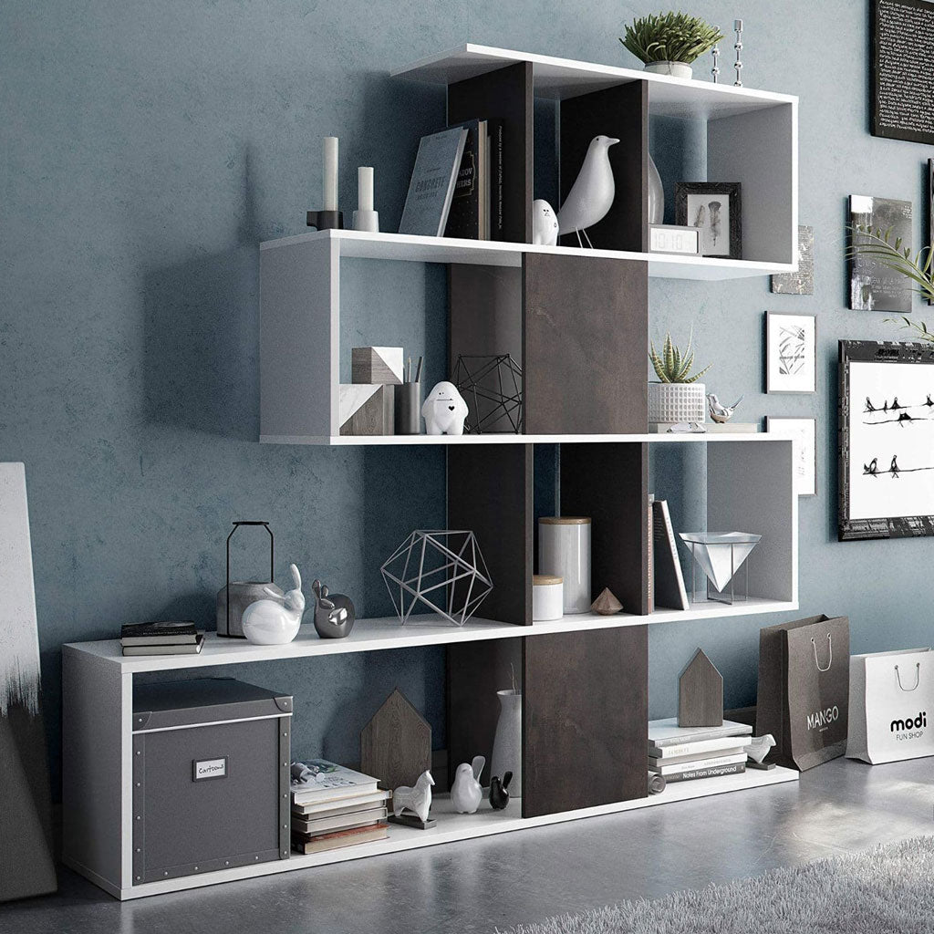 Wooden Bookcase With 10 Open Storage Compartments - Zamia