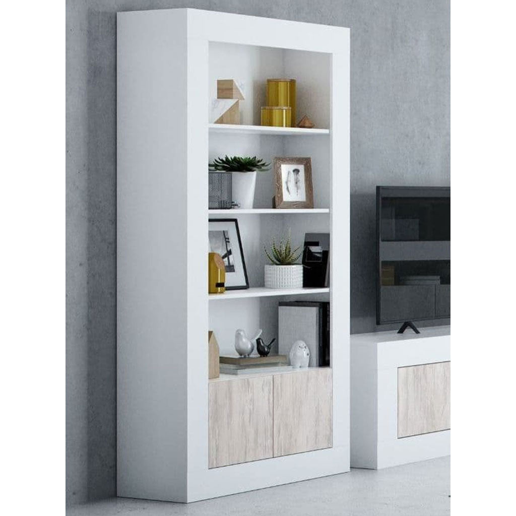 Wooden Bookcase With 2 Doors And 4 Shelves - Monroe