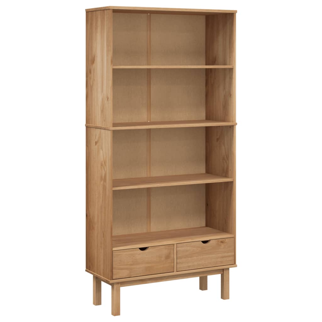 Wooden Bookcase With 2 Drawers And 4 Shelves - Otta