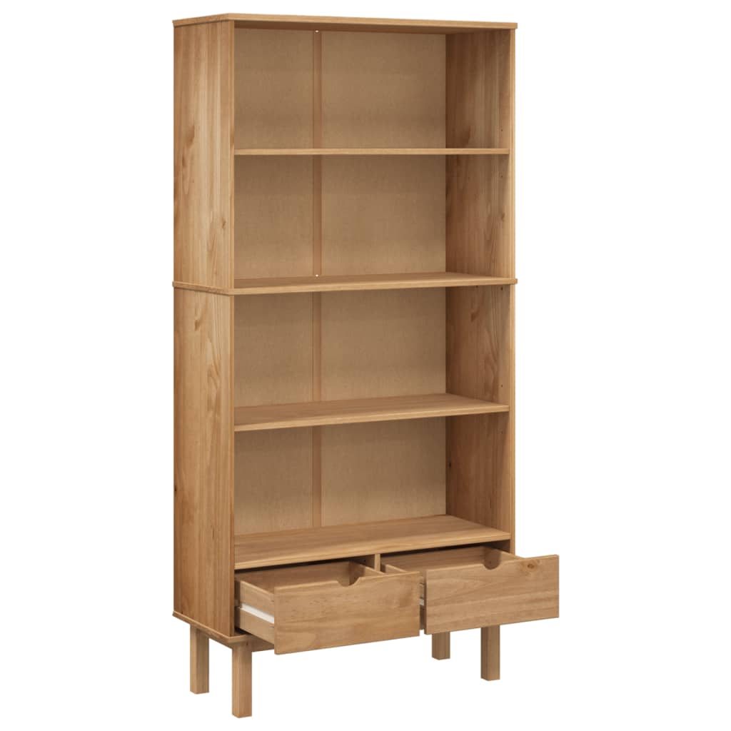 Wooden Bookcase With 2 Drawers And 4 Shelves - Otta
