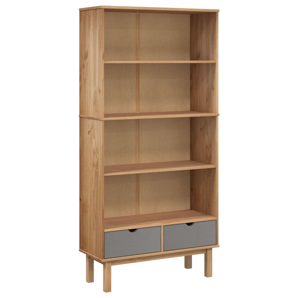 Wooden Bookcase With 2 Drawers And 4 Shelves - Otta