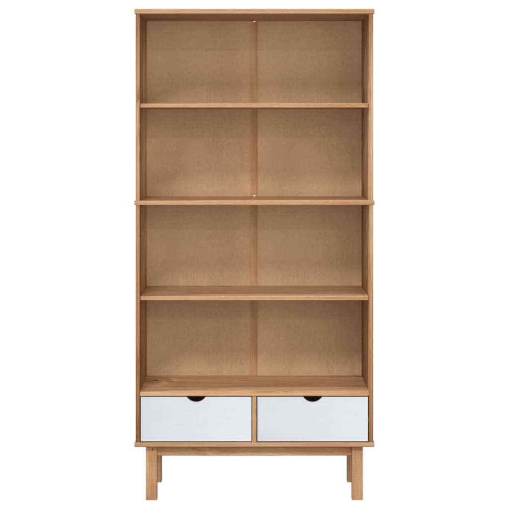 Wooden Bookcase With 2 Drawers And 4 Shelves - Otta