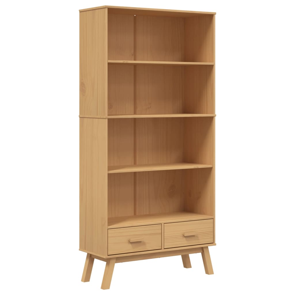 Wooden Bookcase With 2 Drawers - Olden