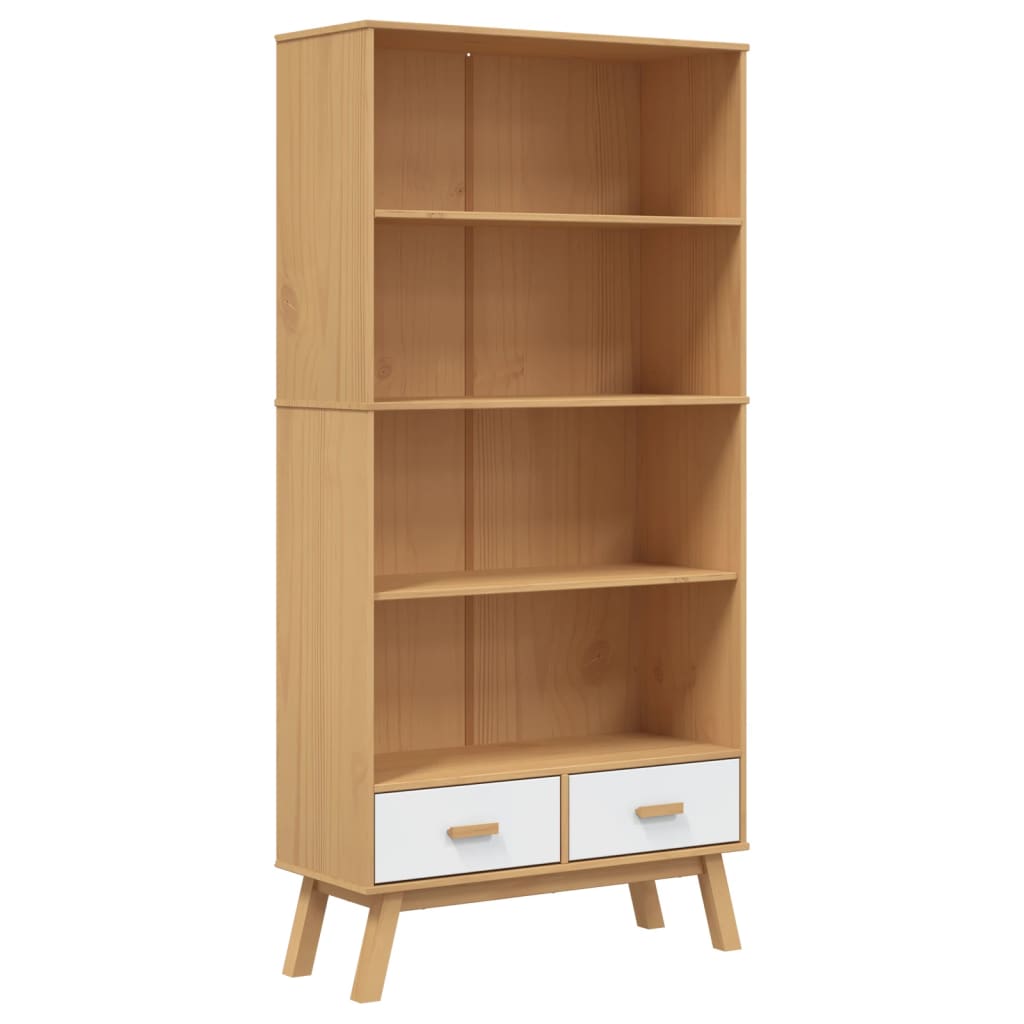 Wooden Bookcase With 2 Drawers - Olden